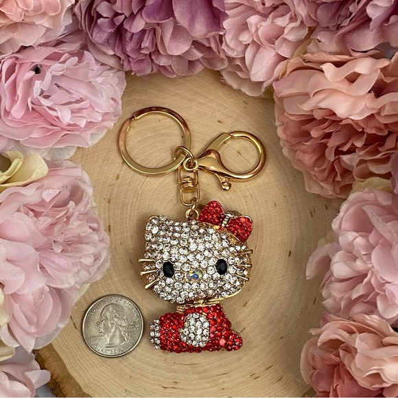 Hello Kitty with Red Crystal Dress & Bow Keychain Charm - Picture 11 of 12